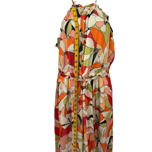 BCBGeneration Floral Print Maxi Dress Size 12 Multicolor Halter Neck Ruffled Wai - Picture 11 of 15